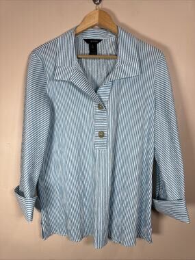 Ali Miles Womens Blouse Top M Lagenlook preppy
Coastal artsy art to wear preppy